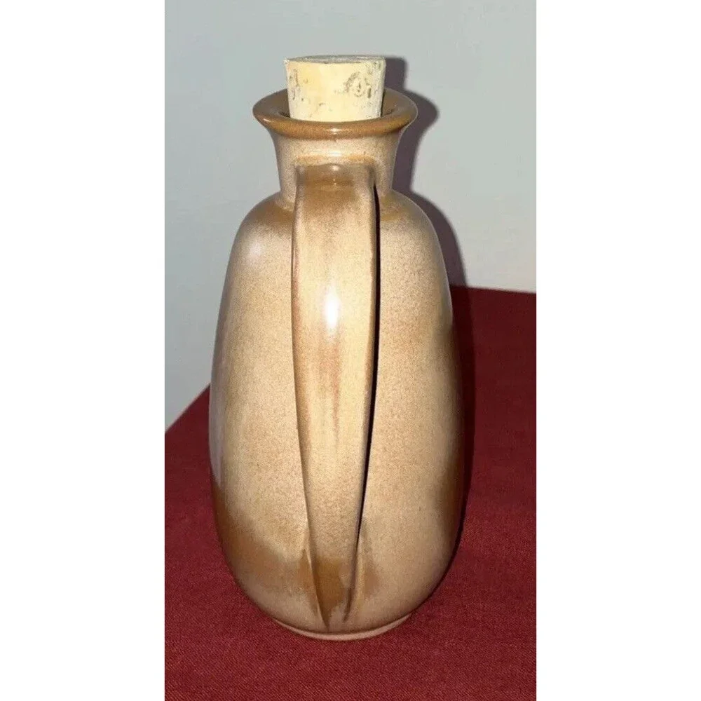 Vintage '50s Frankoma Plainsman Pitcher/Jug with Cork #835 Brown Glossy 8